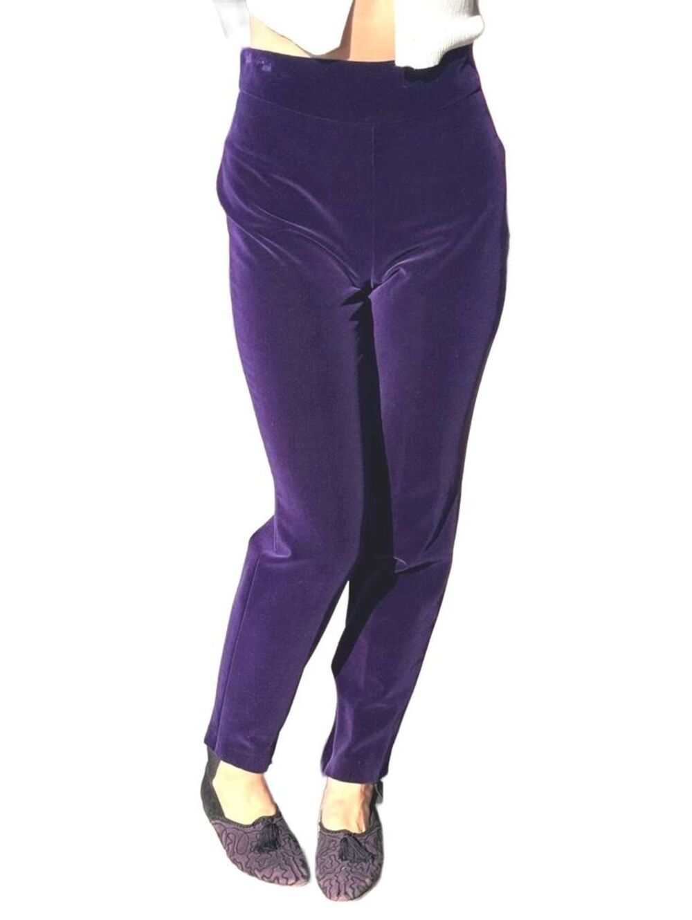 Vintage 80s CRISCA Royal Purple Velvet Stirrup Pants | High Waist | EU 38